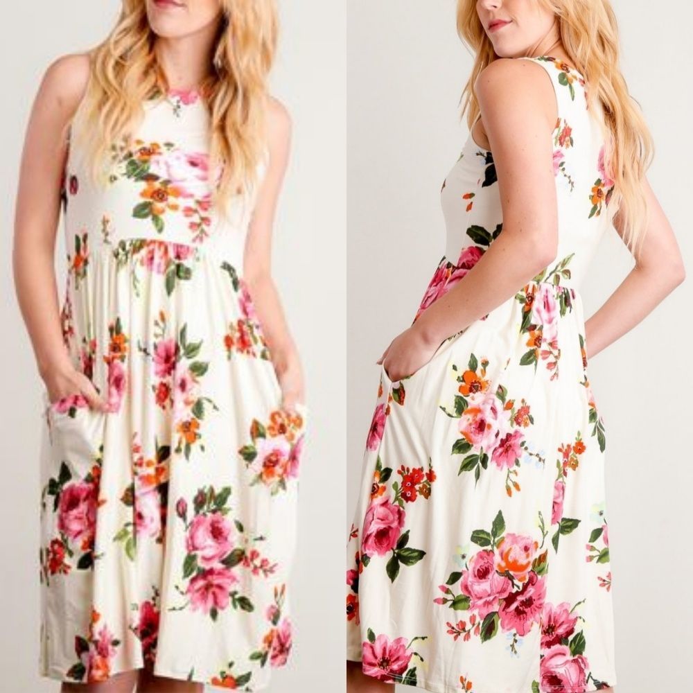 Light Yellow Floral Mini Dress S M L